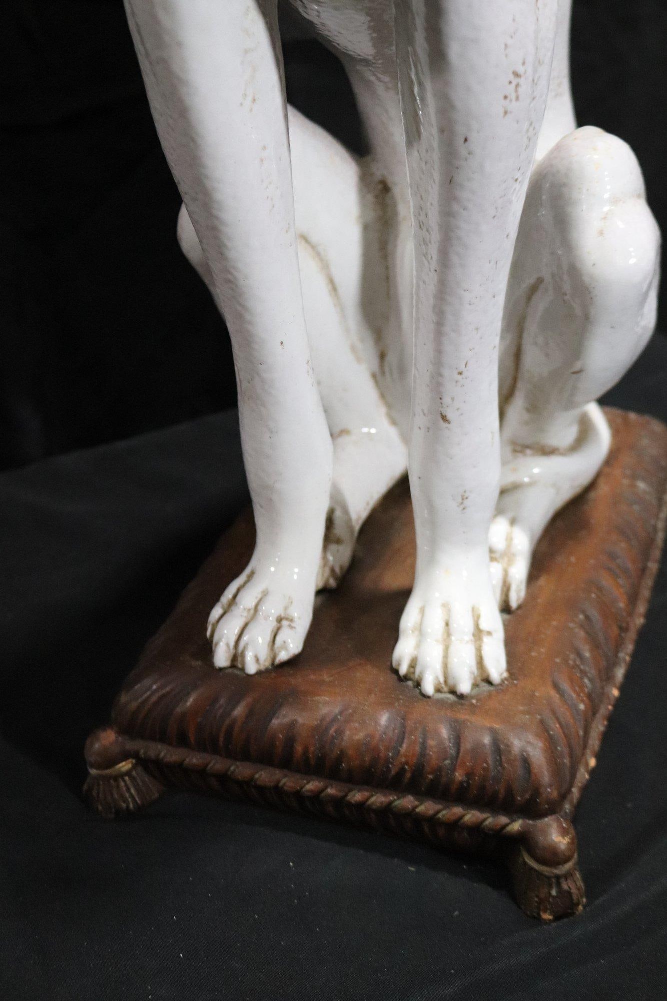Beautiful Vintage Mid Century Greyhound Ceramic Statue Made in Italy, Signed - 5