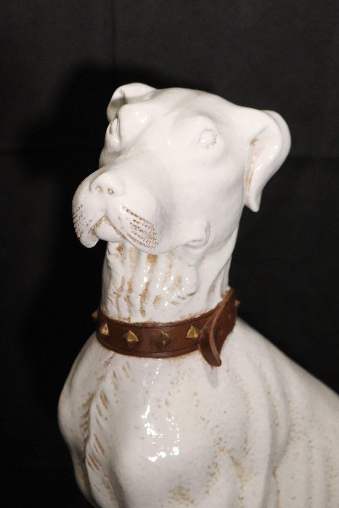 Beautiful Vintage Mid Century Greyhound Ceramic Statue Made in Italy, Signed - 6