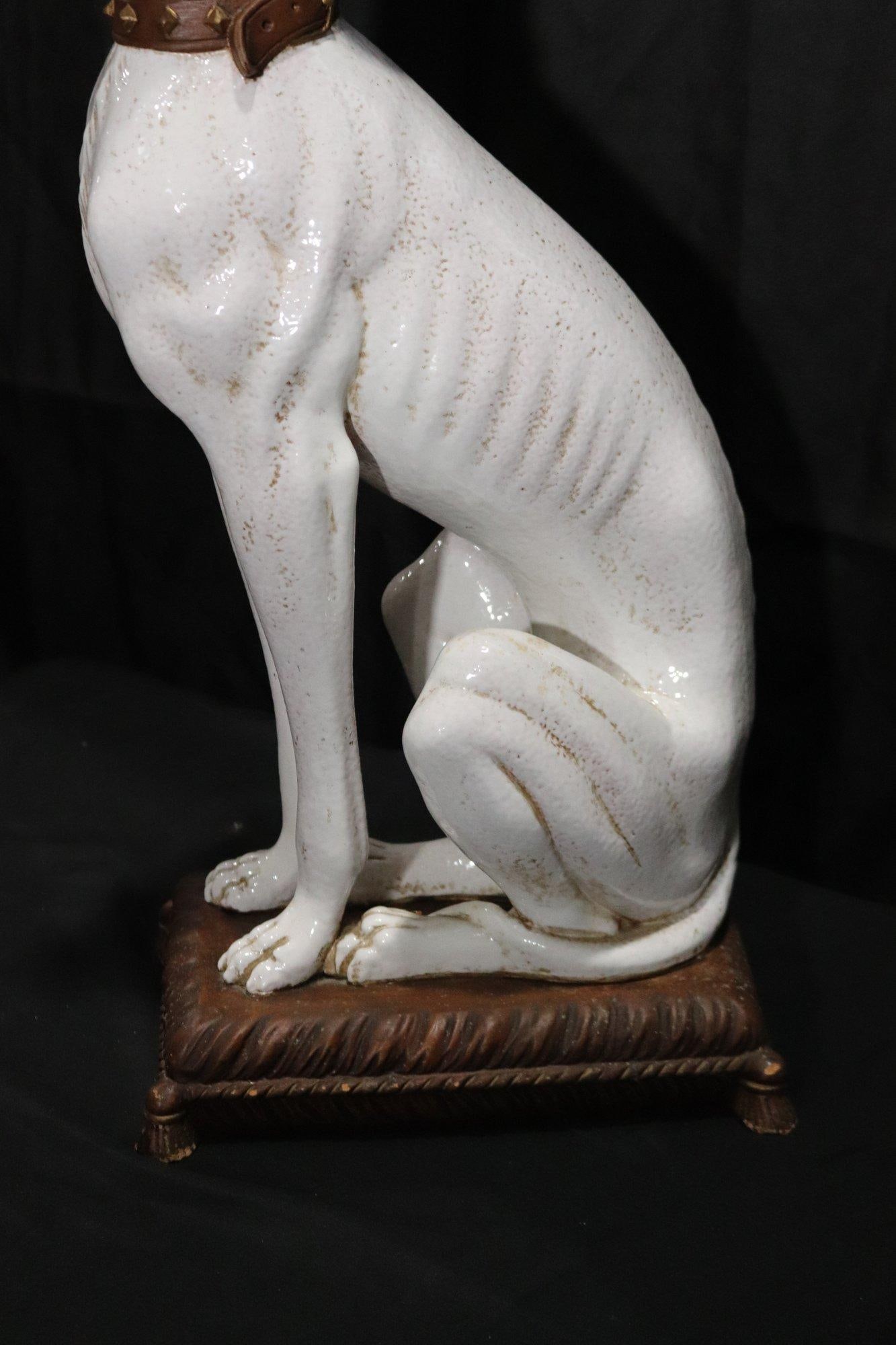 Beautiful Vintage Mid Century Greyhound Ceramic Statue Made in Italy, Signed - 7