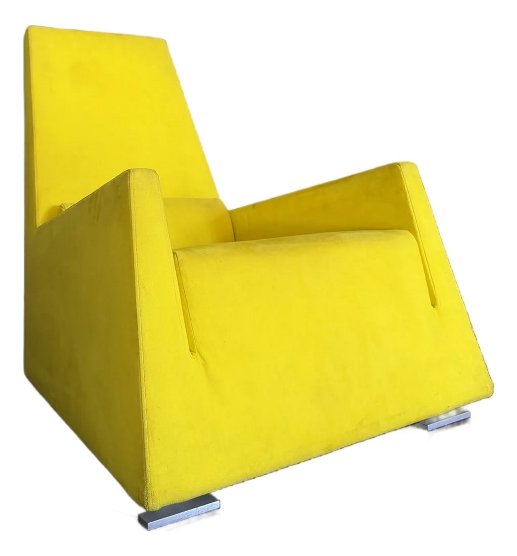 Late 20th Century Ligne Roset Bold Yellow Chartreuse Microfiber Suede Lounge Chair, Made in France (1 of 12)