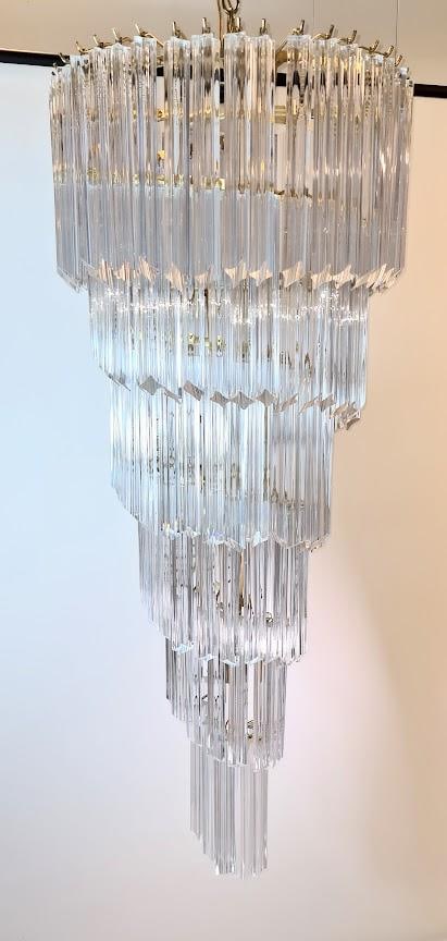 Very Large Vintage Italian Murano Glass Spiral Chandelier 55" - 10