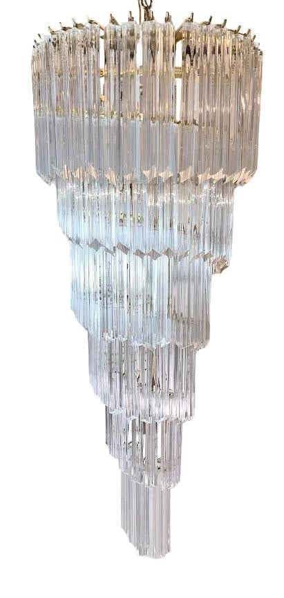Very Large Vintage Italian Murano Glass Spiral Chandelier 55" - 11