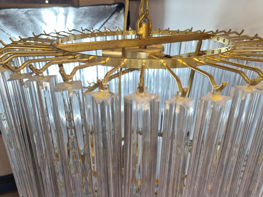 Very Large Vintage Italian Murano Glass Spiral Chandelier 55" - 12