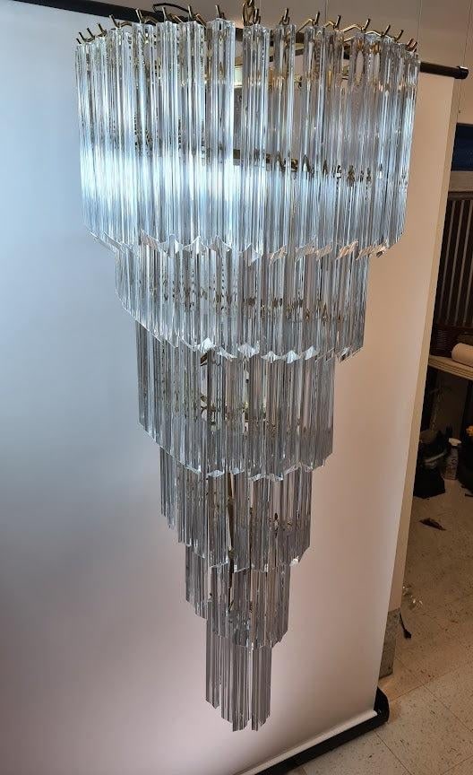 Very Large Vintage Italian Murano Glass Spiral Chandelier 55" - 2