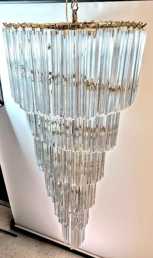 Very Large Vintage Italian Murano Glass Spiral Chandelier 55" - 3