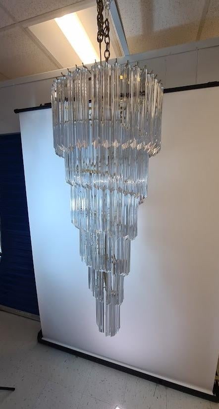 Very Large Vintage Italian Murano Glass Spiral Chandelier 55" - 5