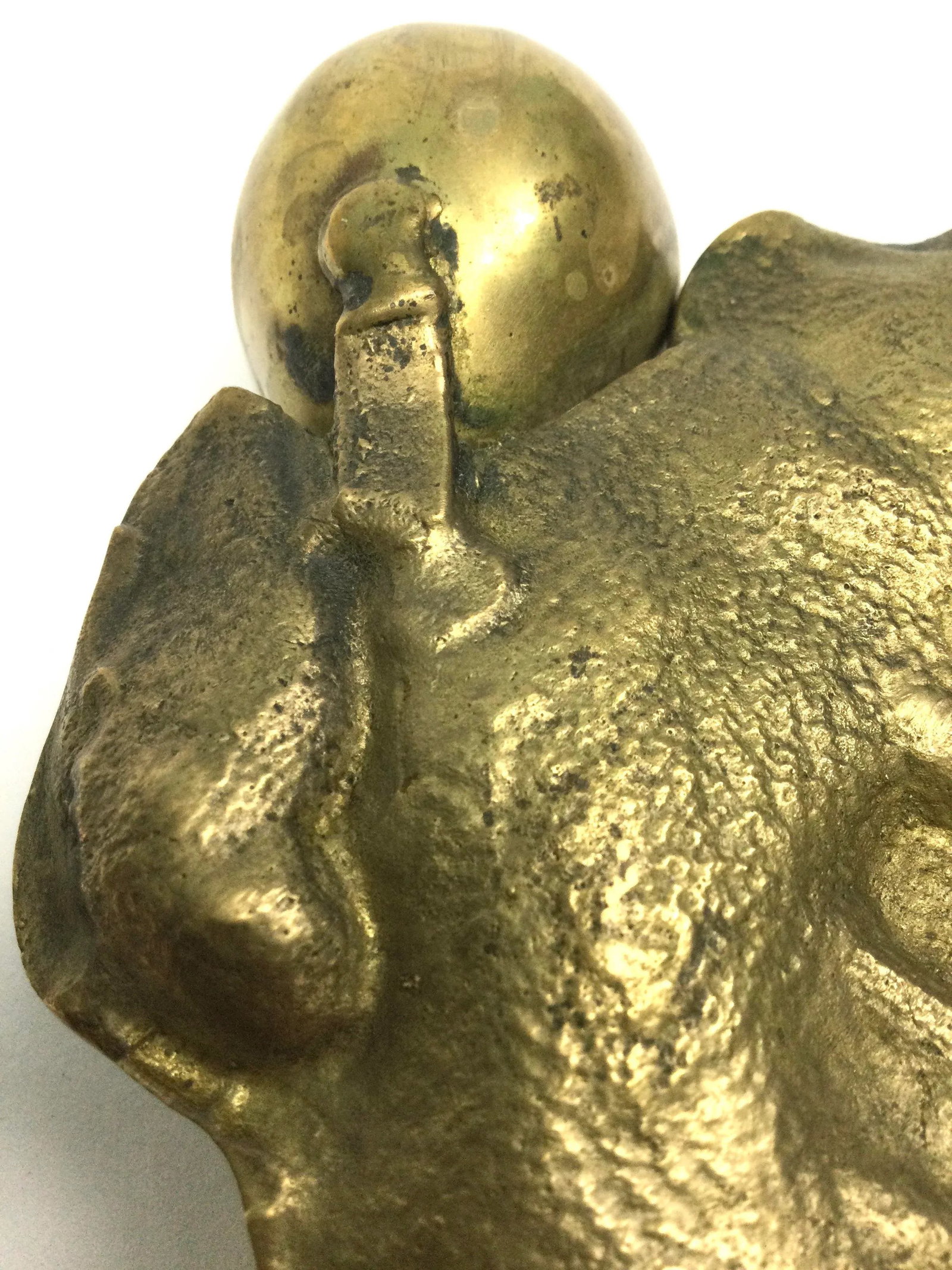 Antique Victorian Solid Brass Carved Bulldog Ashtray Match Holder - 11