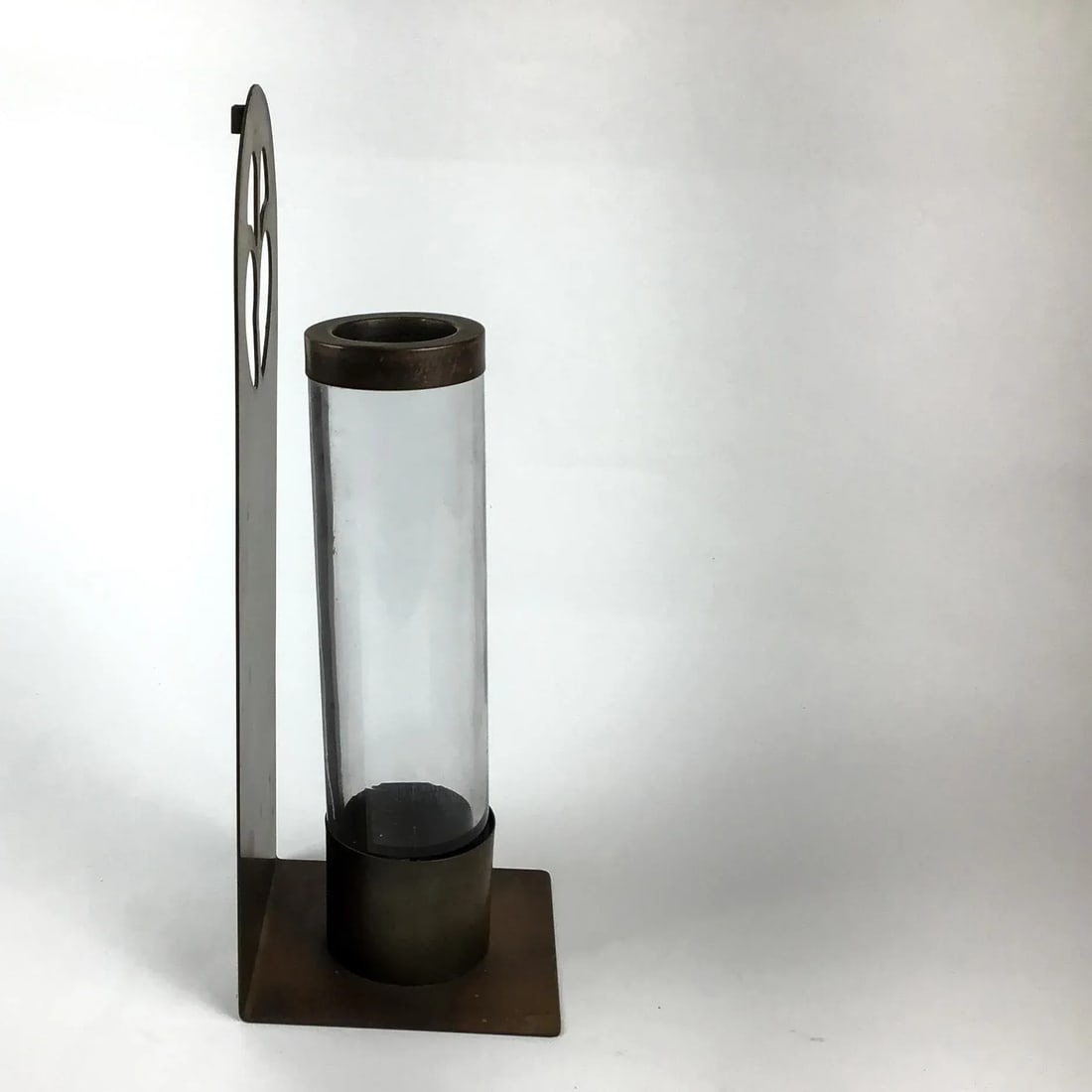 Vintage Brass & Glass Wall Hanging Candle Holder - 4