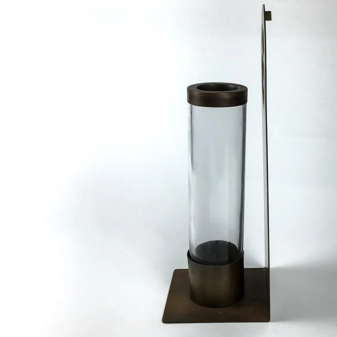 Vintage Brass & Glass Wall Hanging Candle Holder - 6