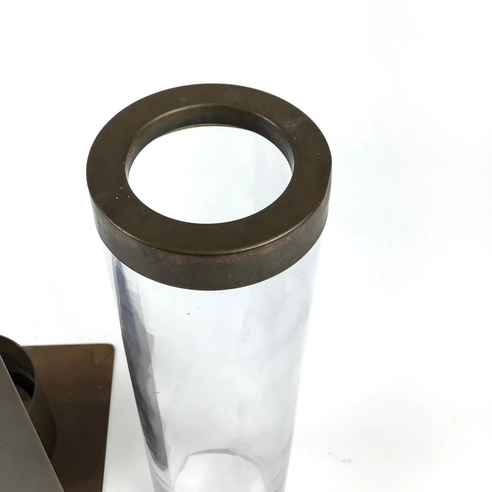 Vintage Brass & Glass Wall Hanging Candle Holder - 9