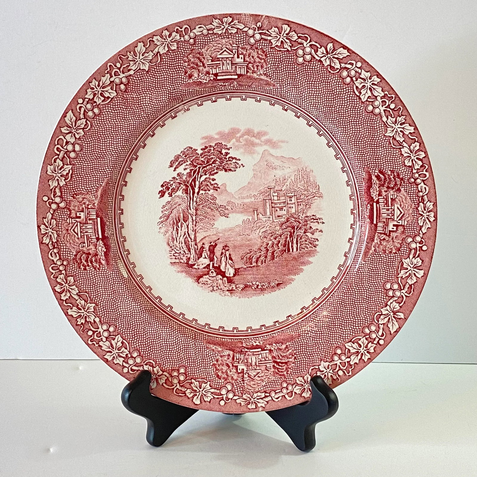 Mid-Century Royal Staffordshire Jenny Lind Pink Dinner Plate - 12