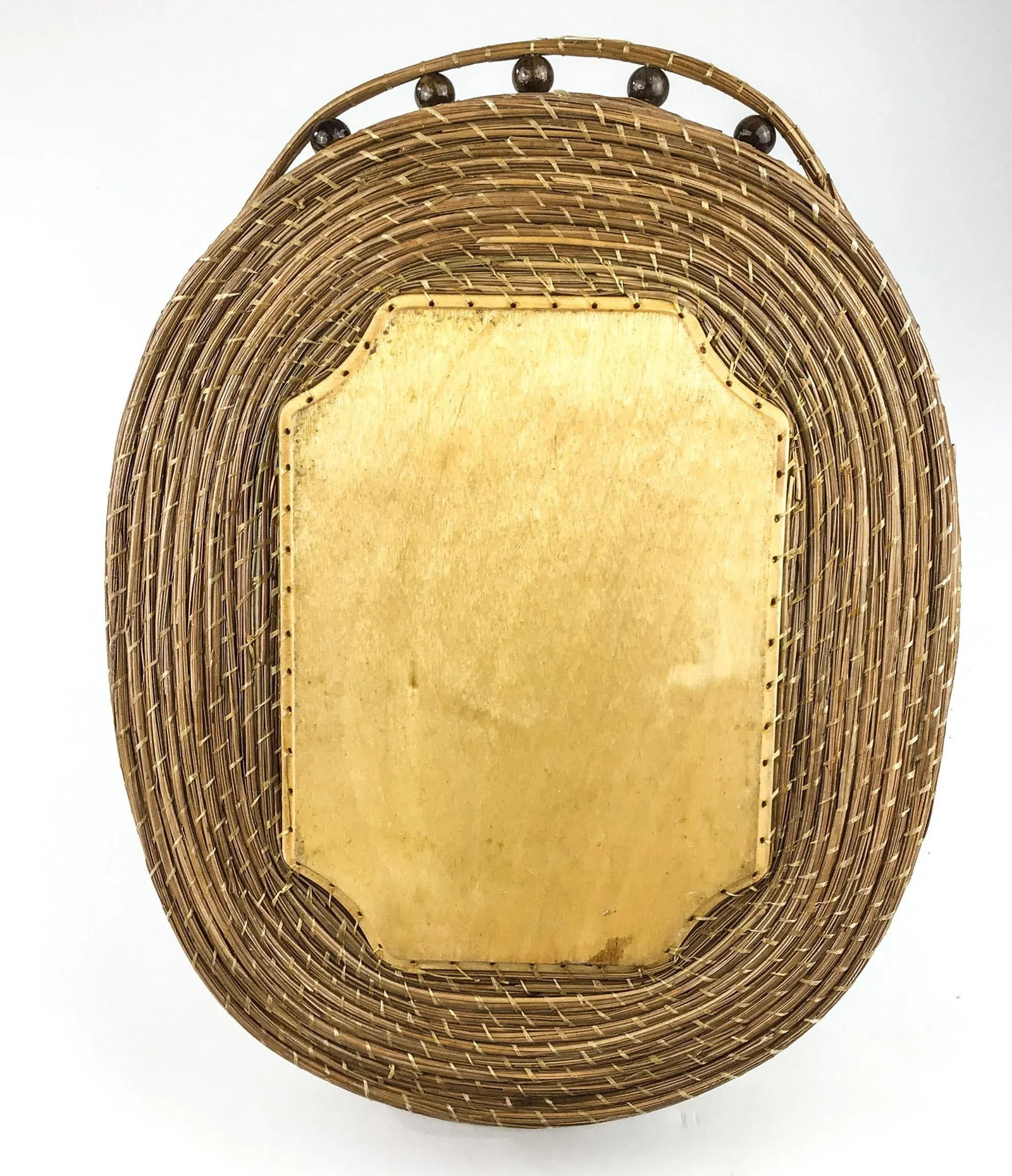 Vintage Arts and Crafts Style Hand Painted Top Handle Basket - 10