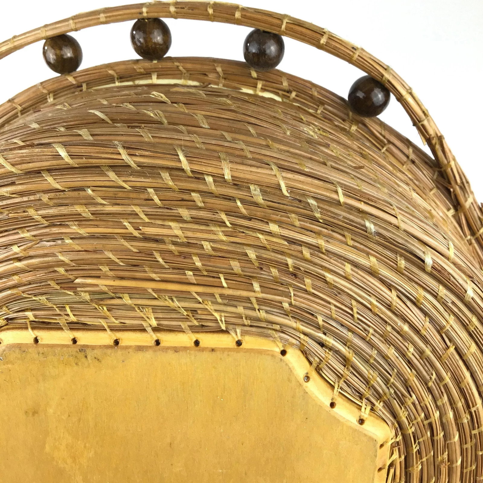 Vintage Arts and Crafts Style Hand Painted Top Handle Basket - 11