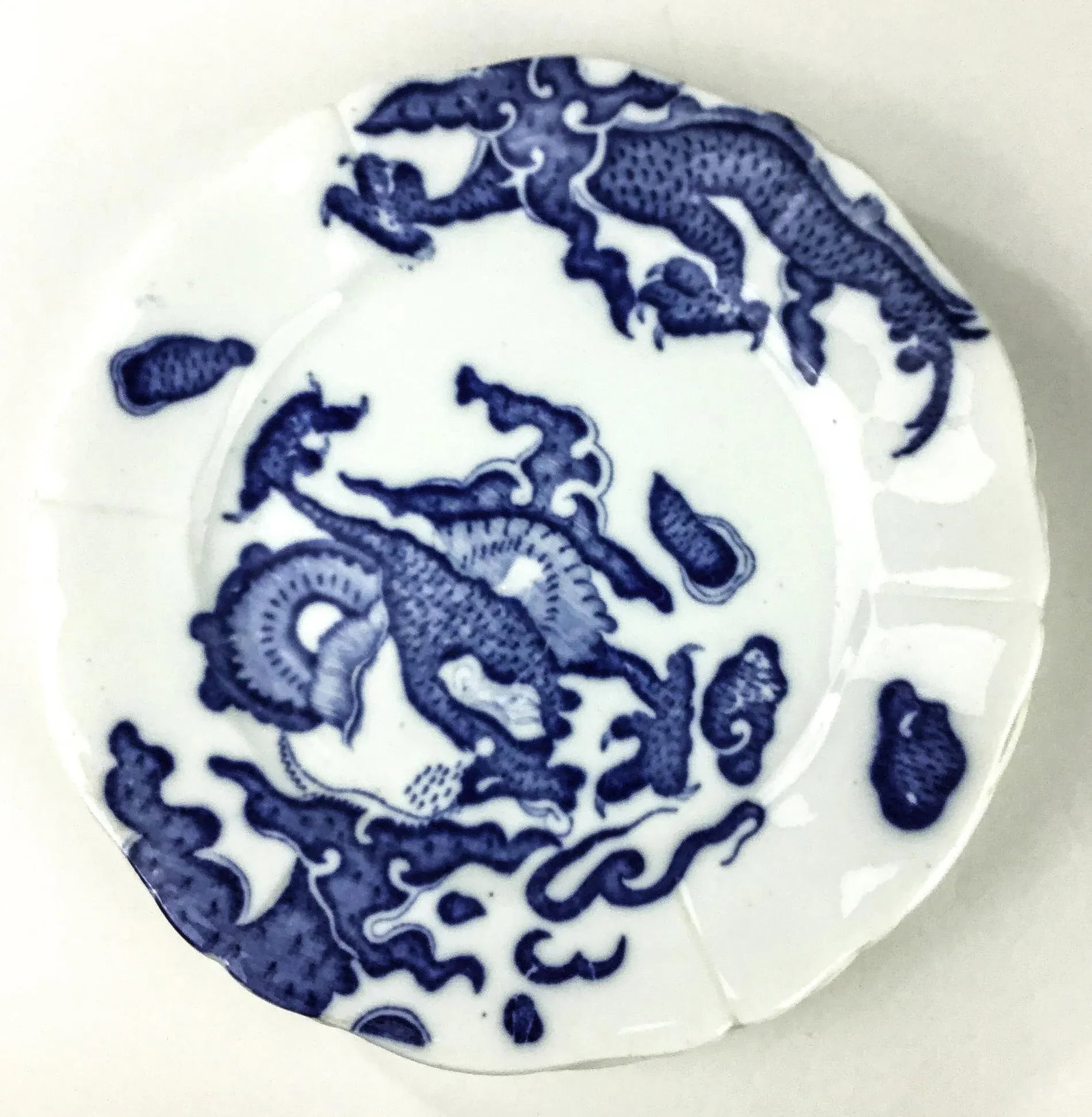 Antique Dragon Design Porcelain Plates - Set of 3 - 2