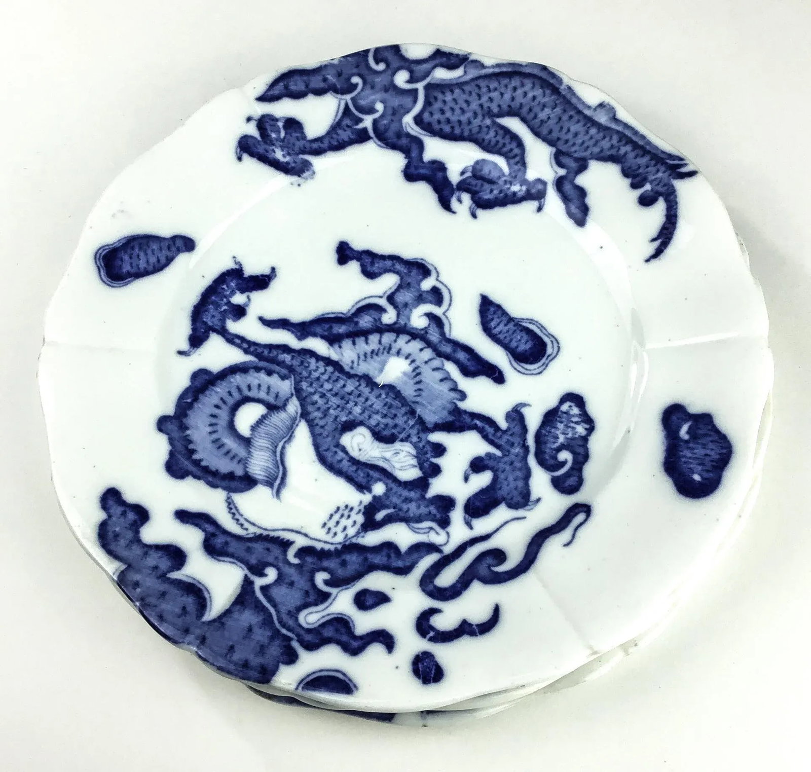 Antique Dragon Design Porcelain Plates - Set of 3 - 3