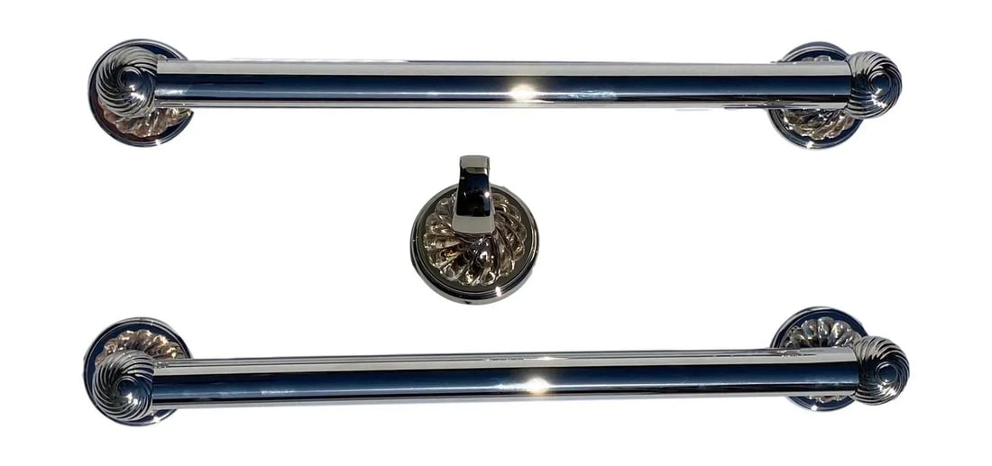 Thg Paris Nickel Towel Bars With Crystals & Nickel Robe Hook With Crystal - 3 Pieces - 6