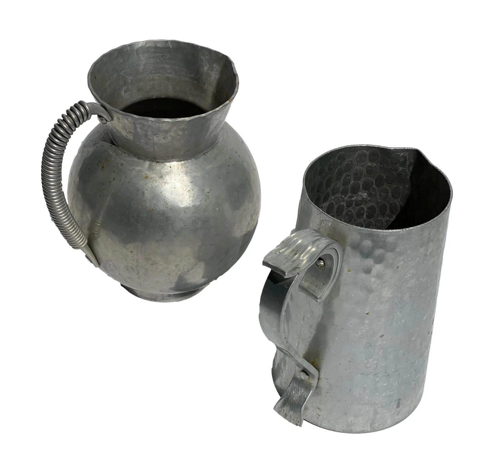 1930s Vintage Bw Buenlium Hammered Aluminum Pitchers - 2 Pieces - 2