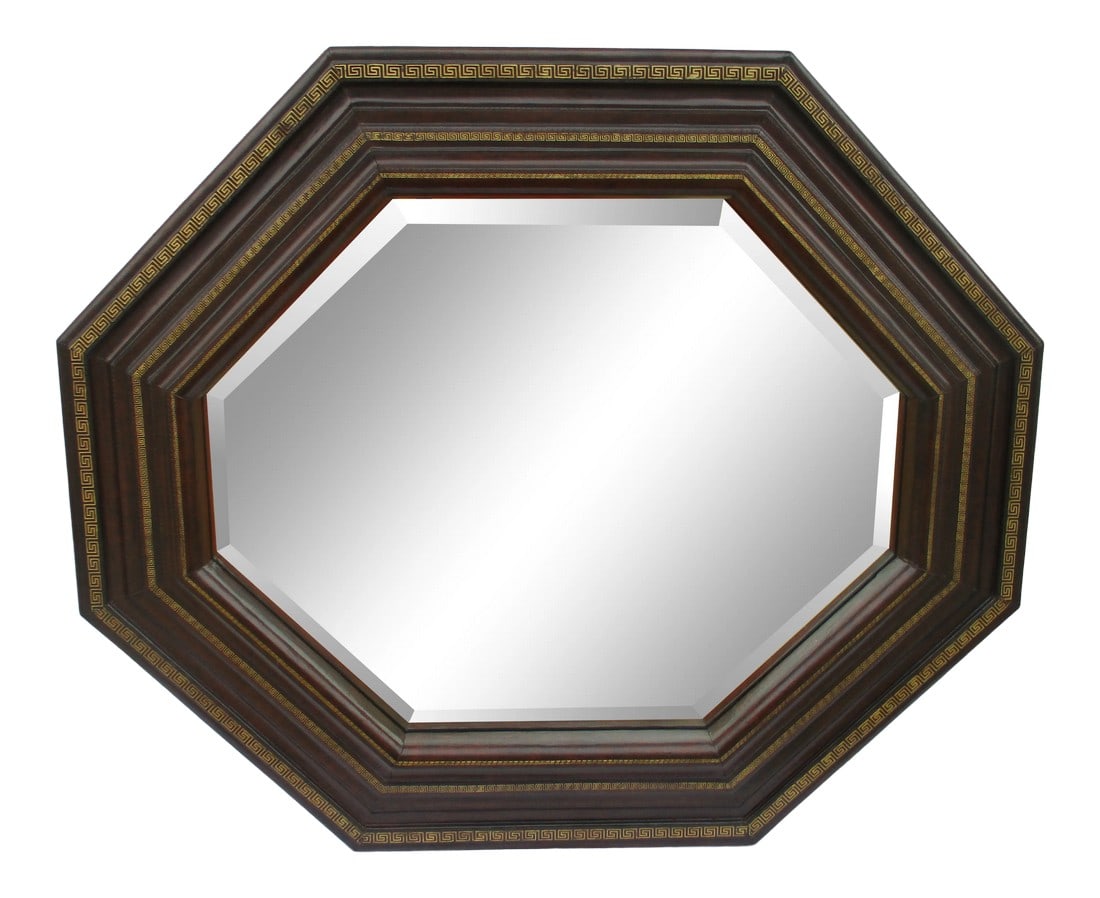 Maitland-Smith Greek Key Faux Leather Mirror (1 of 12)