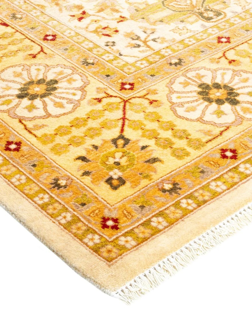 Vintage Moroccan Hand Knotted Wool Area Rug, Ivory - 6'2" X 9'3" - 2