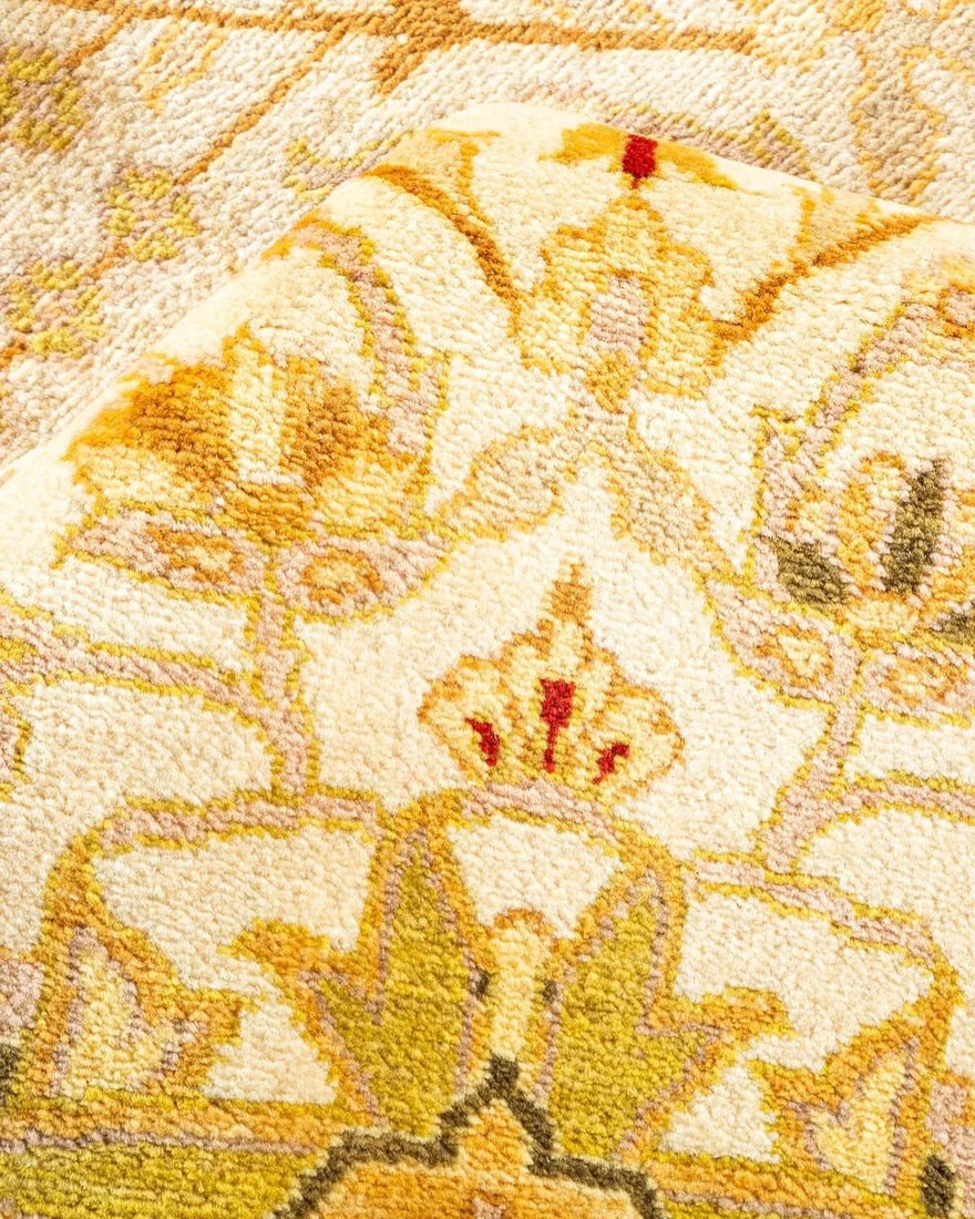 Vintage Moroccan Hand Knotted Wool Area Rug, Ivory - 6'2" X 9'3" - 7