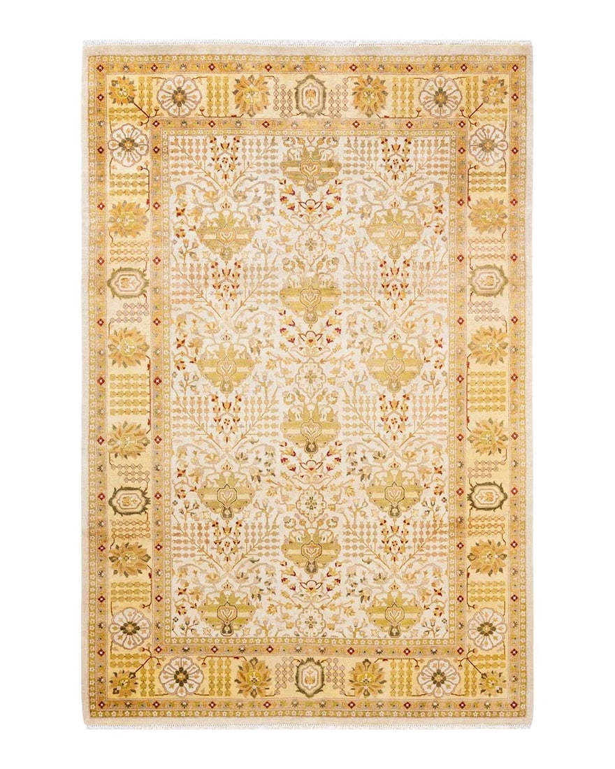 Vintage Moroccan Hand Knotted Wool Area Rug, Ivory - 6'2" X 9'3" - 9