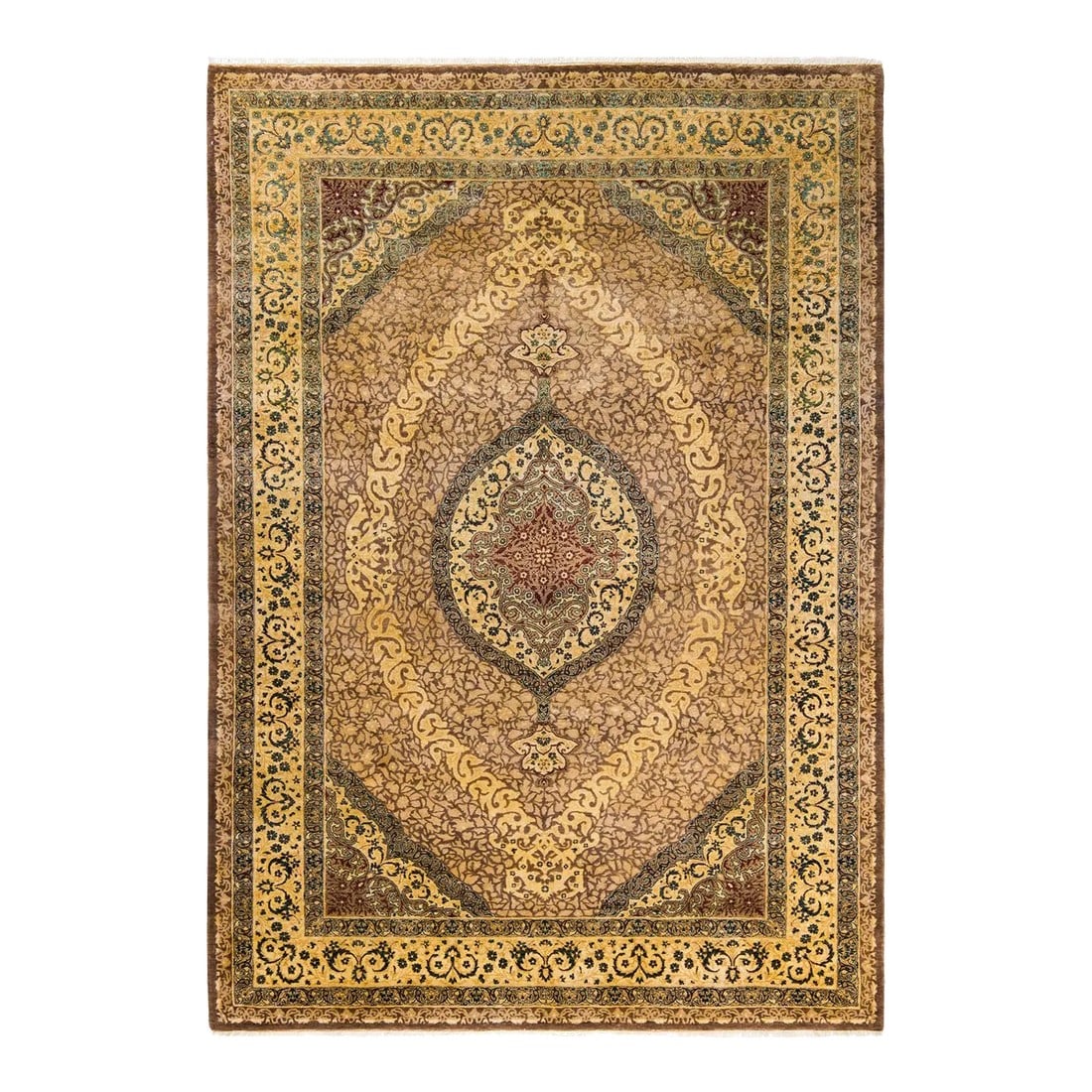 Vintage Moroccan Hand Knotted Wool Area Rug, Brown - 6'3" X 9'1": With understated palettes and allover designs, the rugs in the Mogul Collection will bring timeless sophistication to any room. Influenced by a spectrum of Turkish, Indian, and Persian designs, the