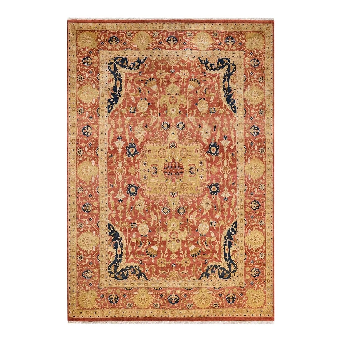 Vintage Moroccan Hand Knotted Wool Area Rug, Orange - 6'1" X 8'10": With understated palettes and allover designs, the rugs in the Mogul Collection will bring timeless sophistication to any room. Influenced by a spectrum of Turkish, Indian, and Persian designs, the