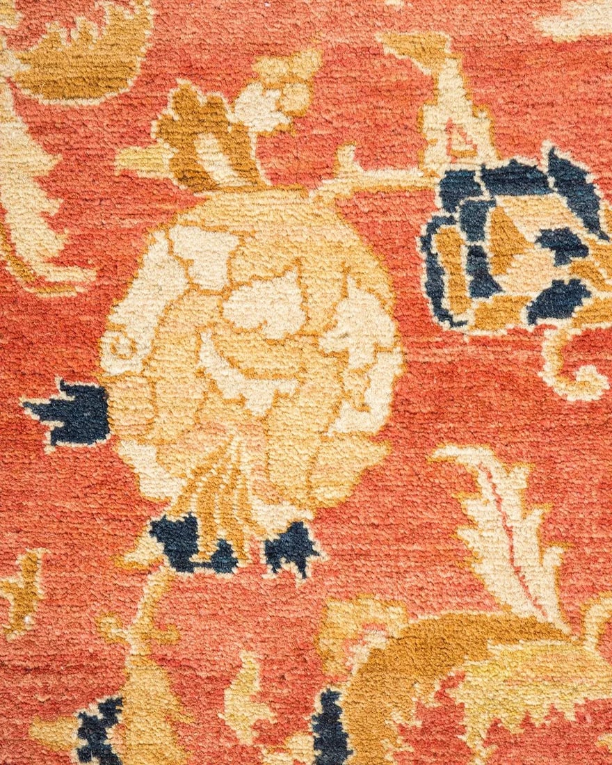 Vintage Moroccan Hand Knotted Wool Area Rug, Orange - 6'1" X 8'10" - 3