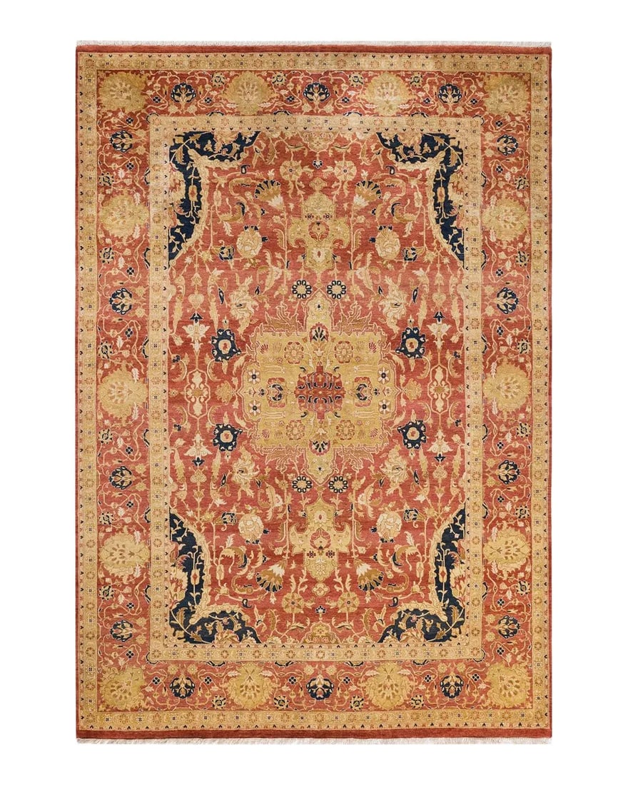Vintage Moroccan Hand Knotted Wool Area Rug, Orange - 6'1" X 8'10" - 9