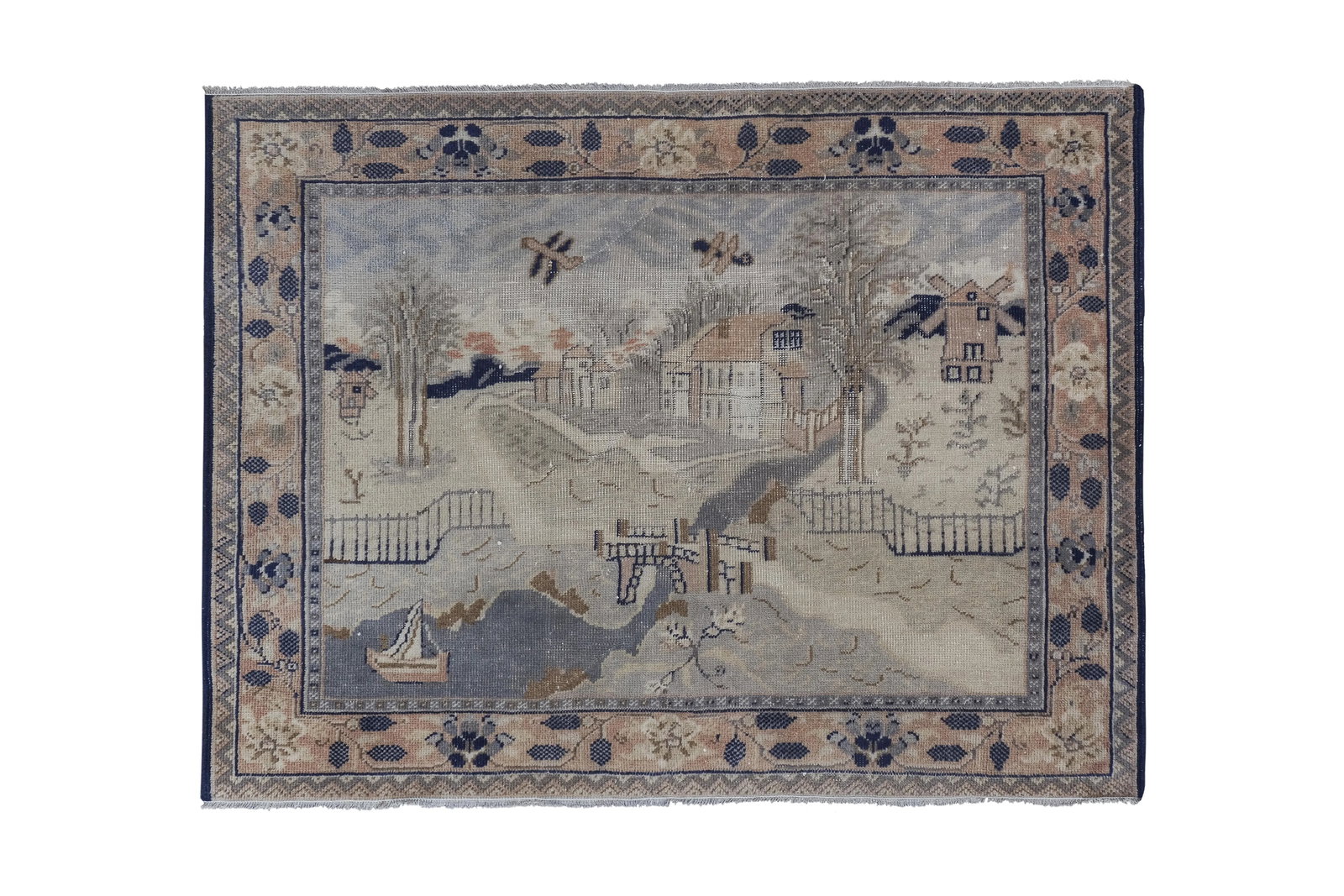 Vintage Village Pictorial Turkish Rug 3'8'' X 4'10'' - 13