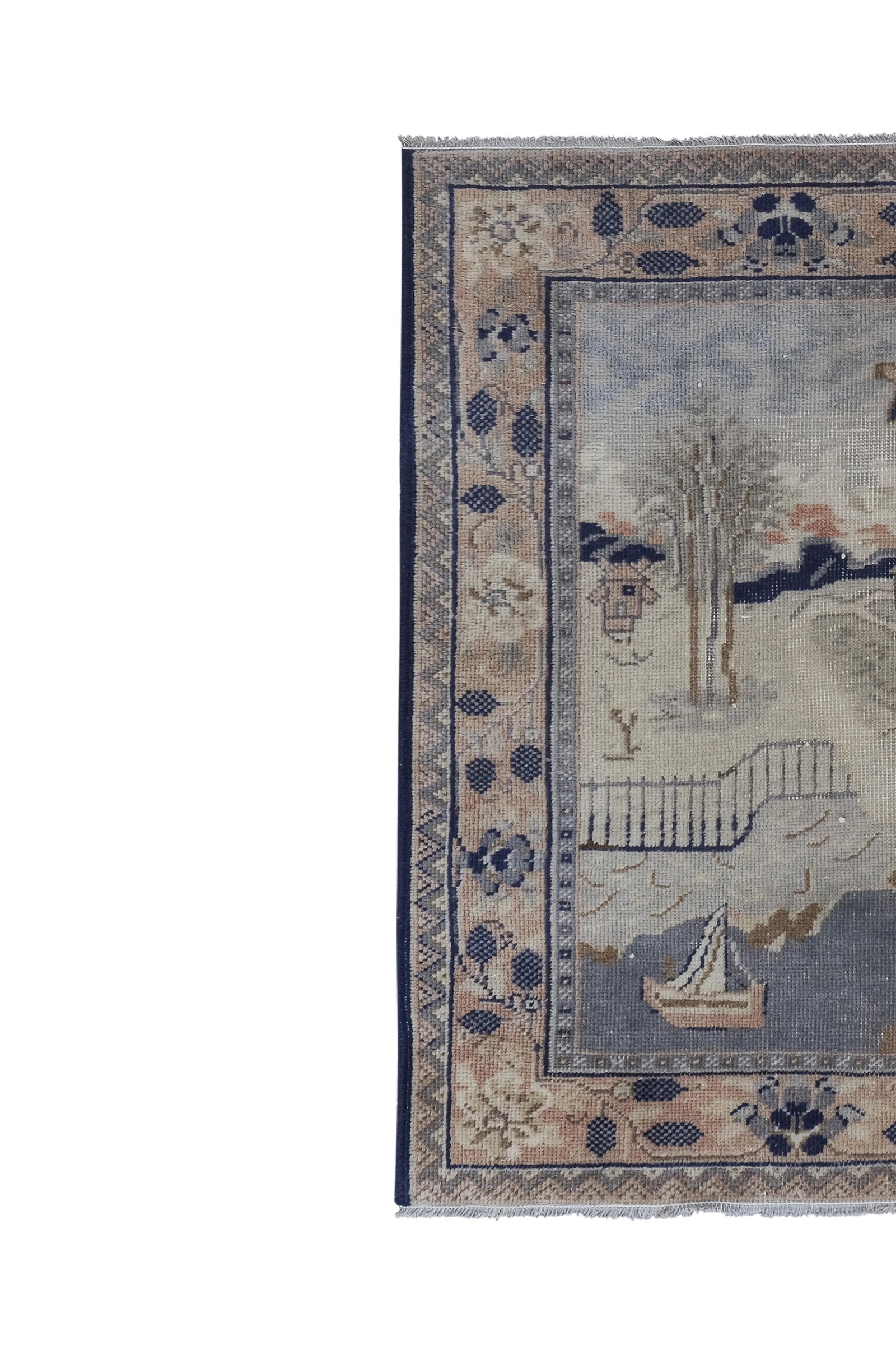 Vintage Village Pictorial Turkish Rug 3'8'' X 4'10'' - 5