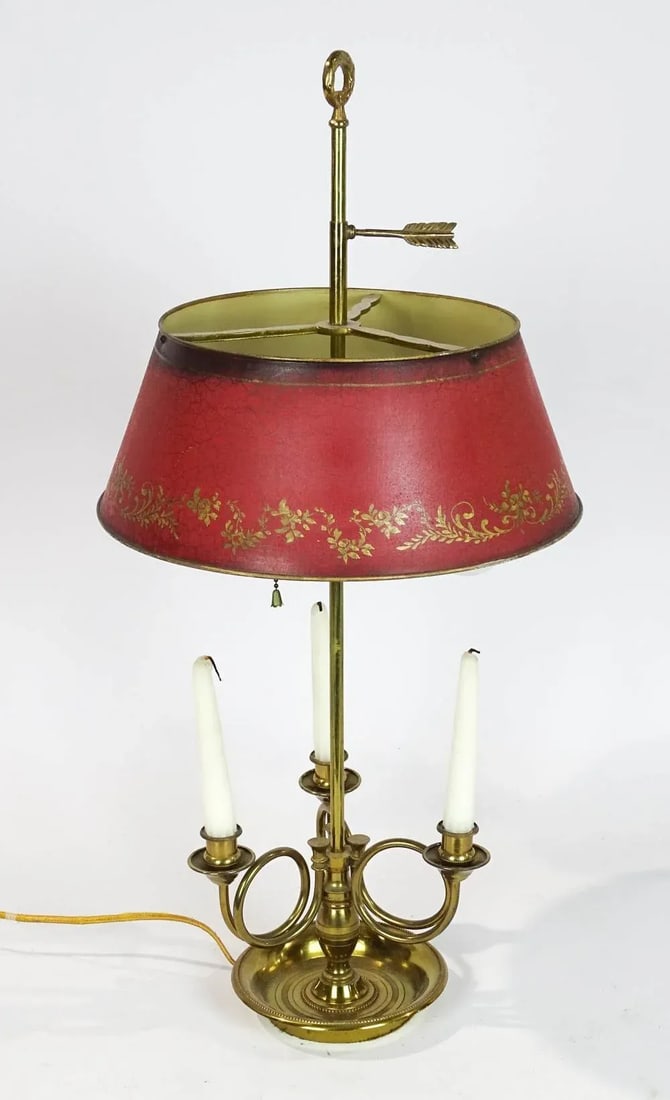 Early 20th Century French Tole Bouillotte Lamp in Red and Brass - 5