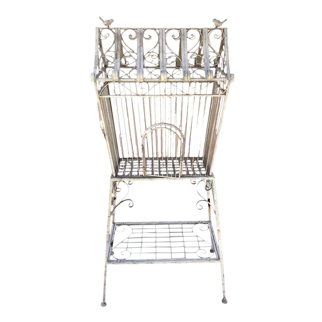 Vintage Rustic European Wrought Iron Bird Cage W/ Stand (1 of 12)