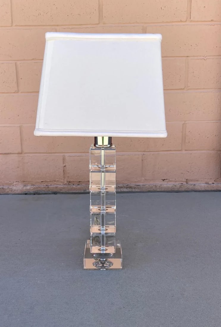 Crystal Cubed Stacked Table Lamp W/Shade - 2