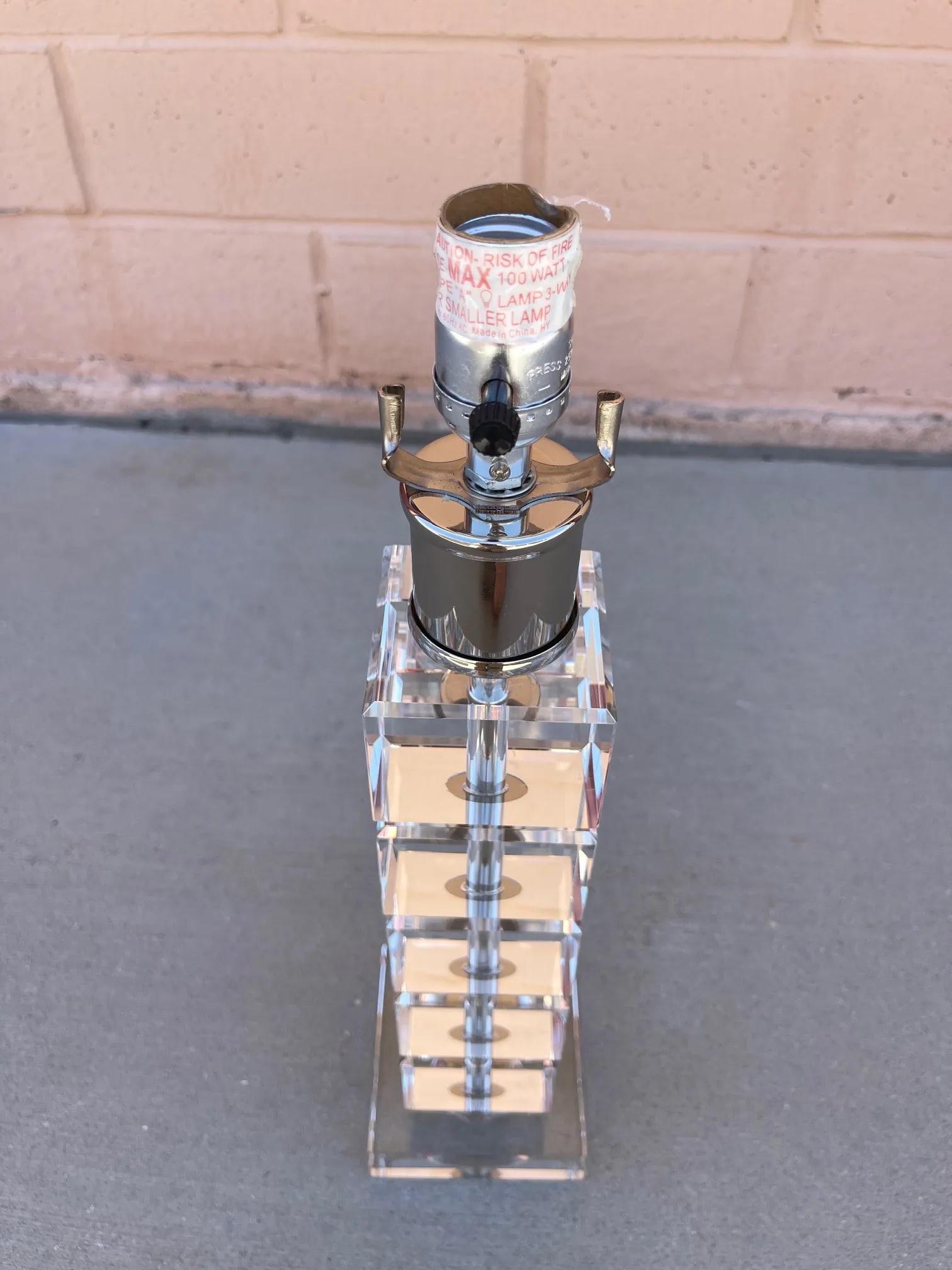 Crystal Cubed Stacked Table Lamp W/Shade - 6