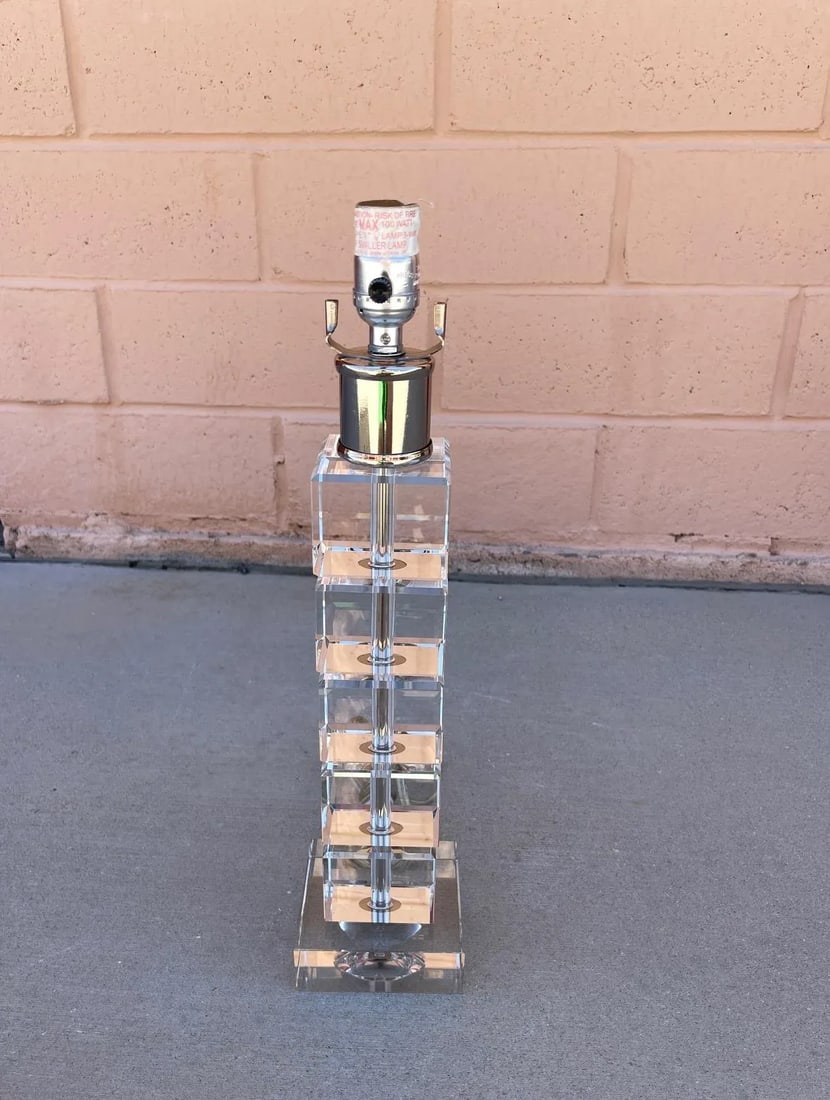 Crystal Cubed Stacked Table Lamp W/Shade - 7