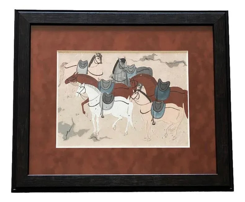 1940s Primitive Tribal Figurative Watercolor Paintings, Framed - Set of 2 - 3