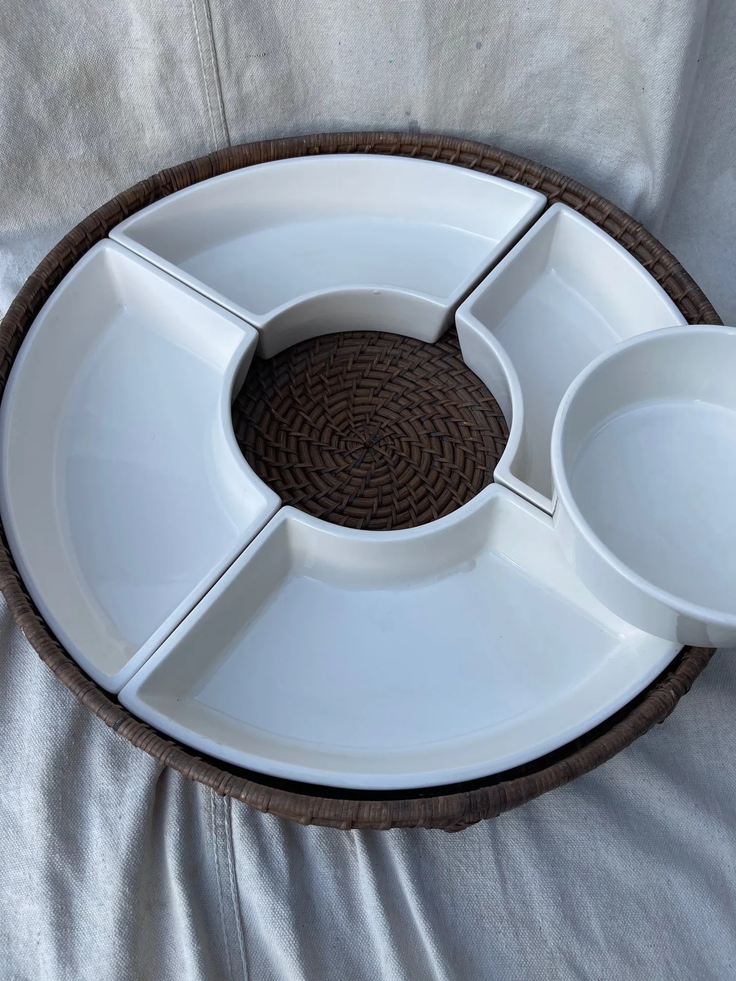 Woven Rattan Divided Dish Tray - 2