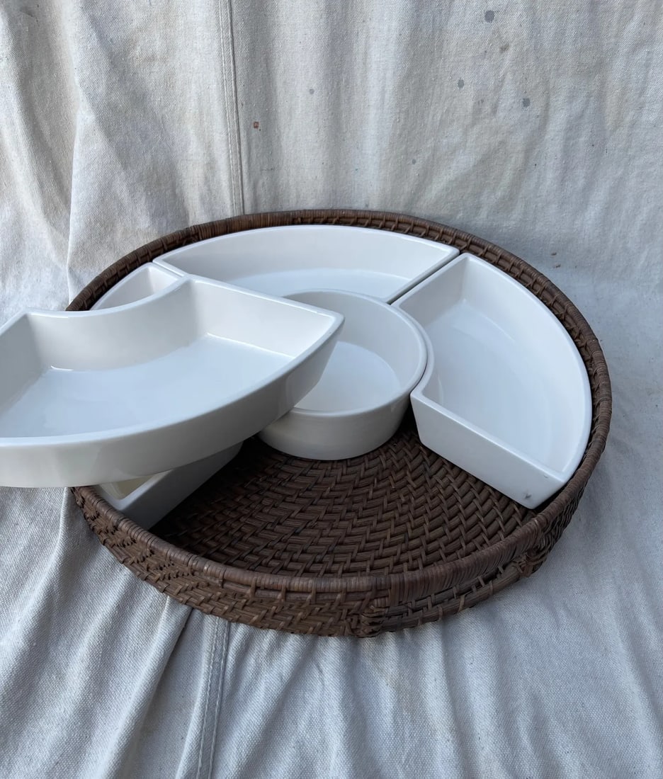 Woven Rattan Divided Dish Tray - 3