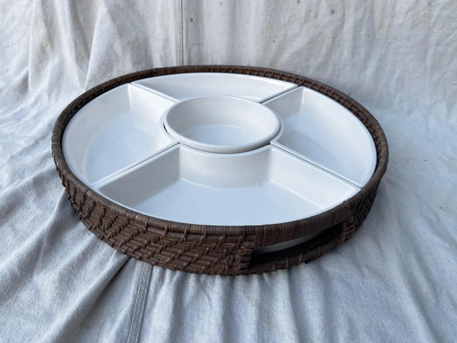 Woven Rattan Divided Dish Tray - 4