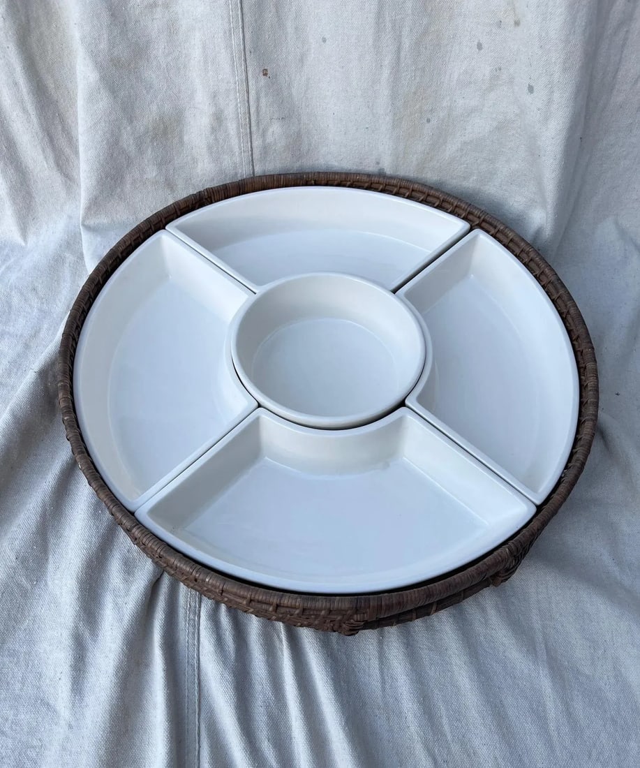 Woven Rattan Divided Dish Tray - 5