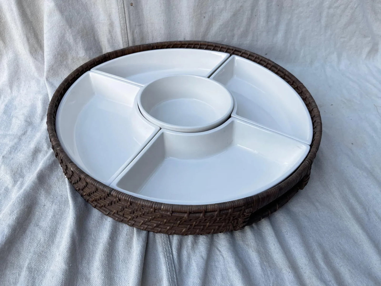 Woven Rattan Divided Dish Tray - 7