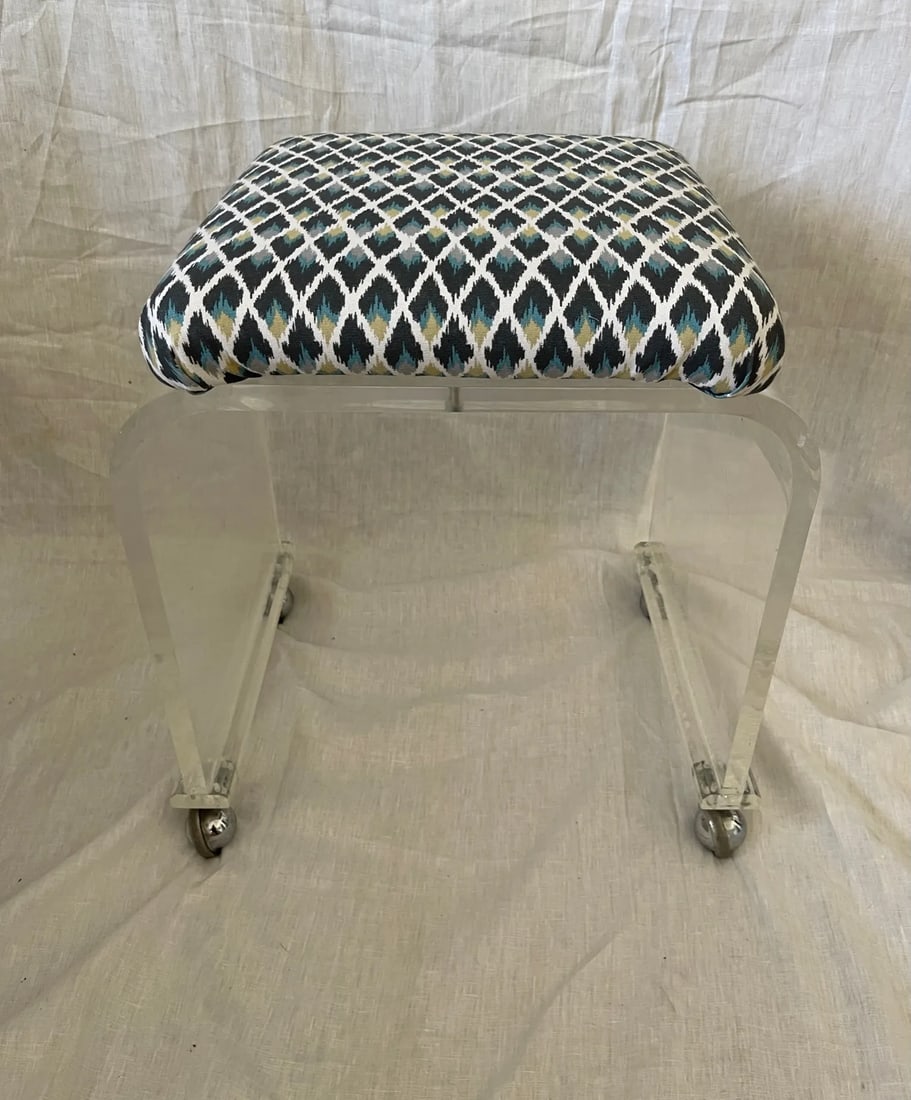 Mid-Century Lucite Upholstered Waterfall Stool/Bench - 10