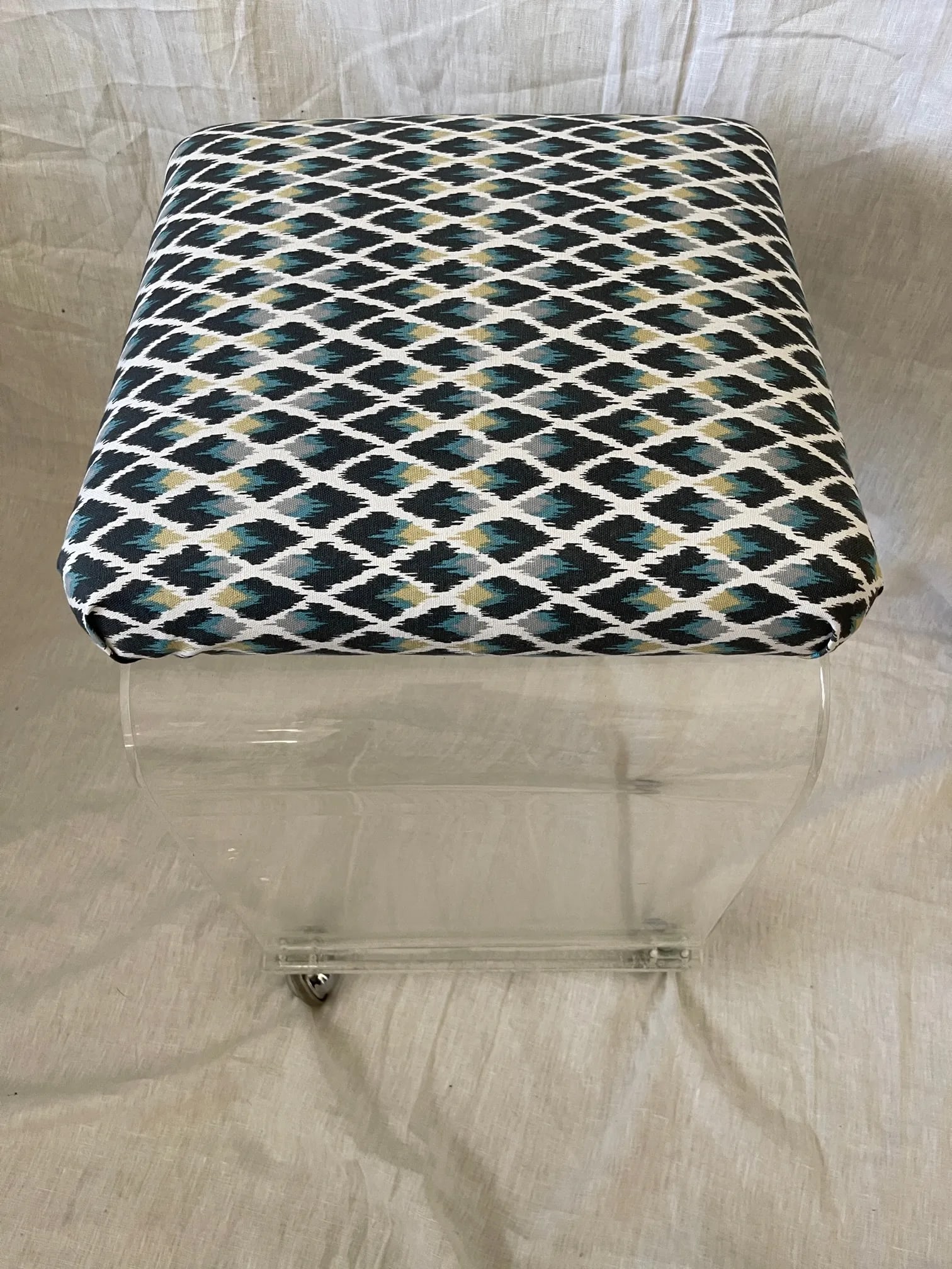 Mid-Century Lucite Upholstered Waterfall Stool/Bench - 2