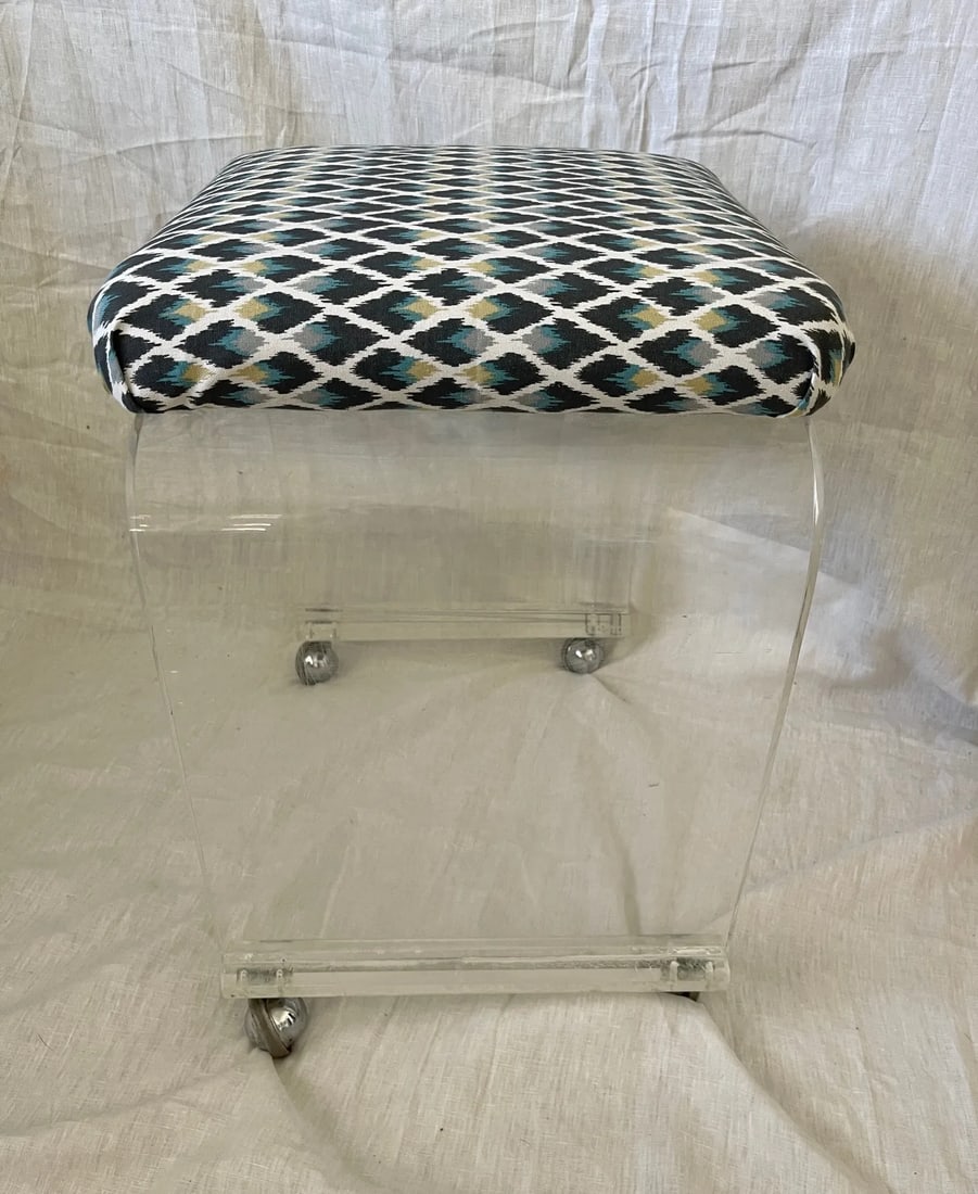Mid-Century Lucite Upholstered Waterfall Stool/Bench - 3