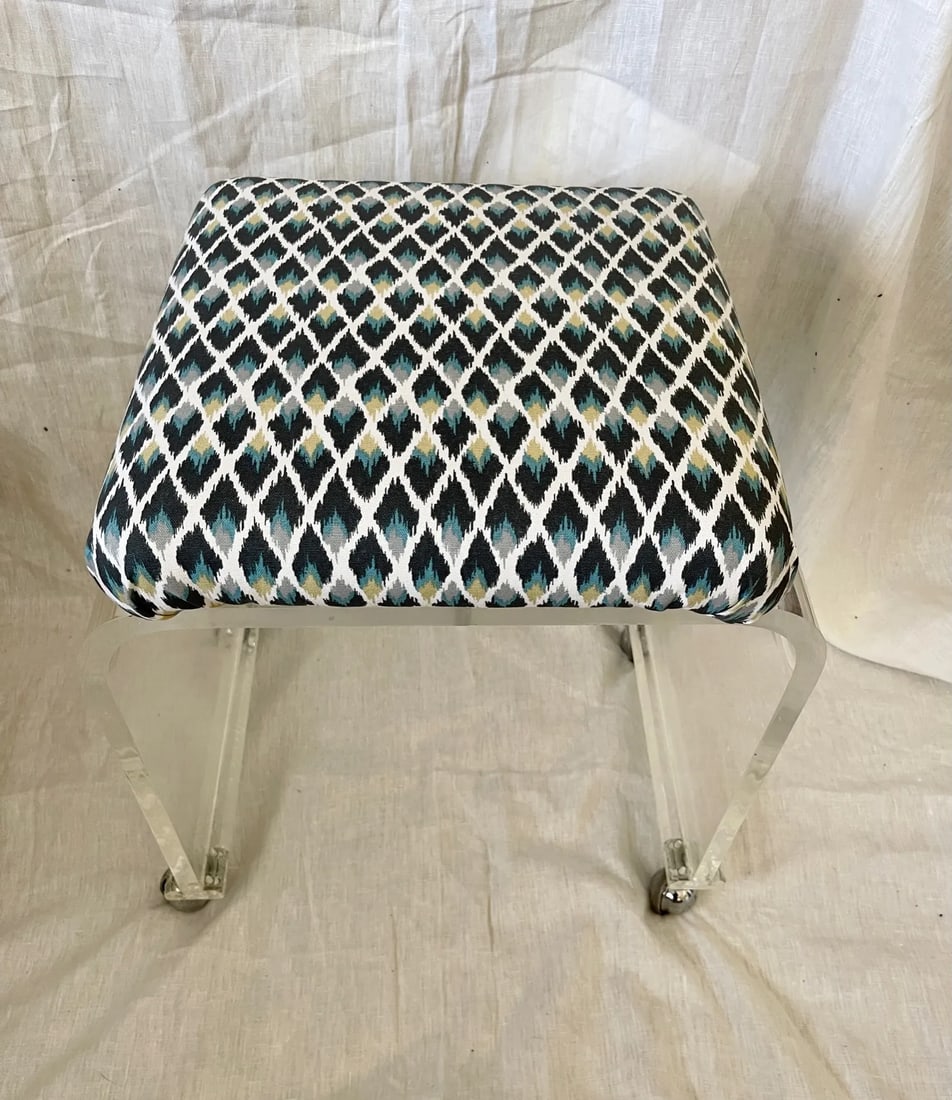 Mid-Century Lucite Upholstered Waterfall Stool/Bench - 5