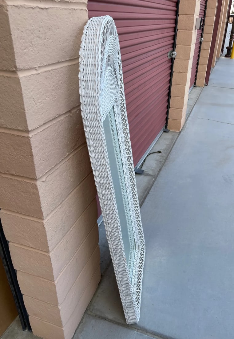 Vintage Henry Link Style White Wicker Mirror - 4