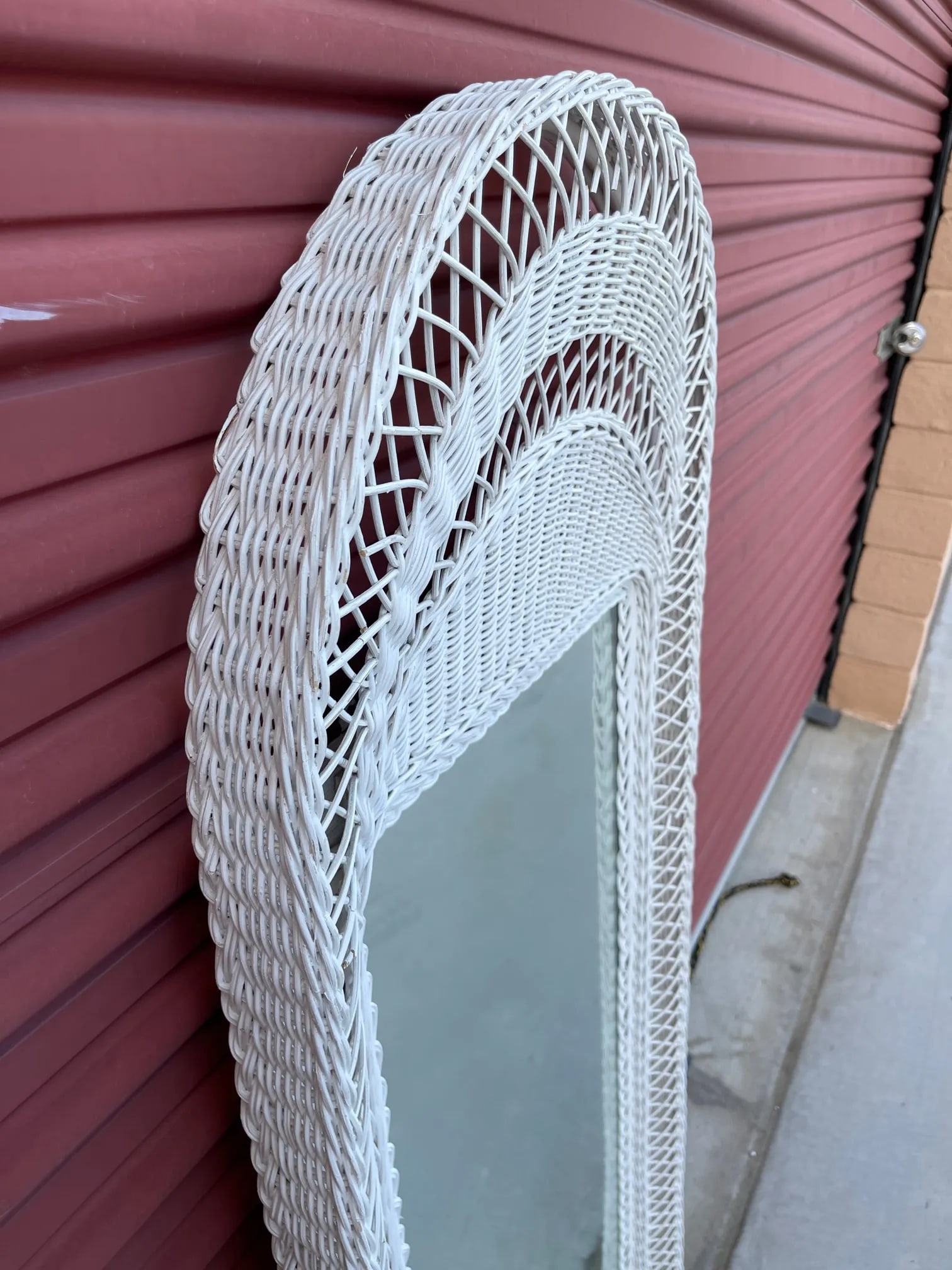 Vintage Henry Link Style White Wicker Mirror - 5