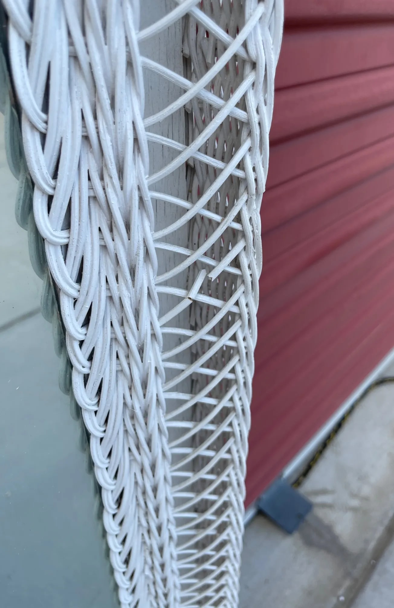 Vintage Henry Link Style White Wicker Mirror - 6