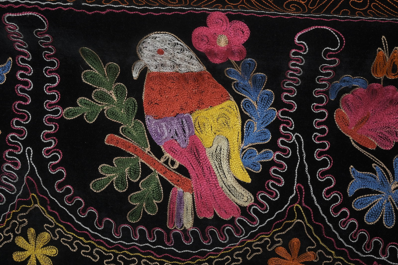 Animal Maotifs Suzani Velvet Table Runner - 8